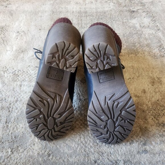 Lukees by Muk Luks Women Sz 7 Lacy Lori Navy Blue Combat Boot Knit Cuff Side Zip - Picture 10 of 11